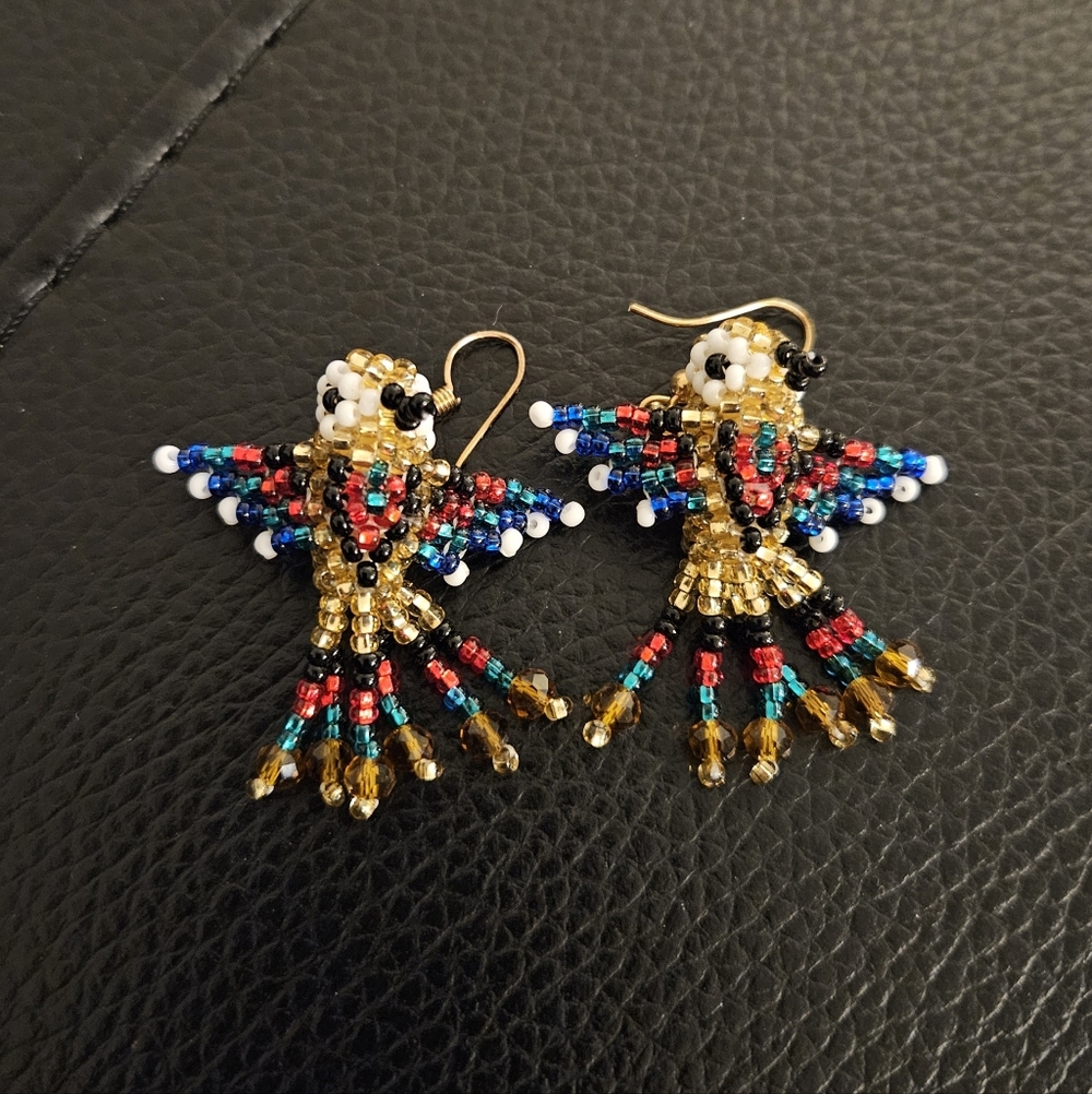 Mexican Beaded Hummingbird Earrings